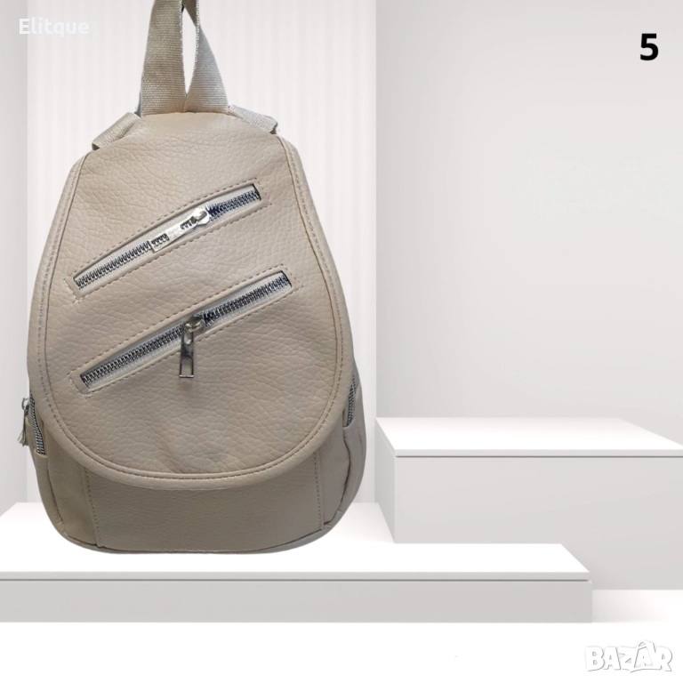 Елегантна и практична дамска раница от еко к. с двойни ципове, снимка 1