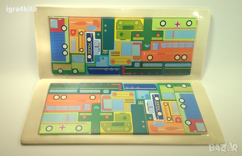 Нов модел дървена логическа игра Тетрис с рамка за поместване , снимка 1