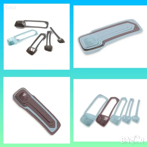 Комплект мерителни лъжички, кафяви, сини, снимка 1