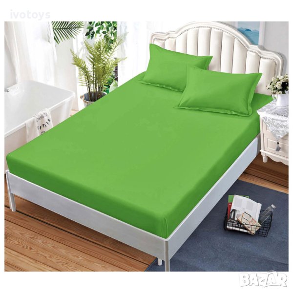 Едноцветен долен чаршаф с ластик и две калъфки, 3 части - Модел WS14836, снимка 1