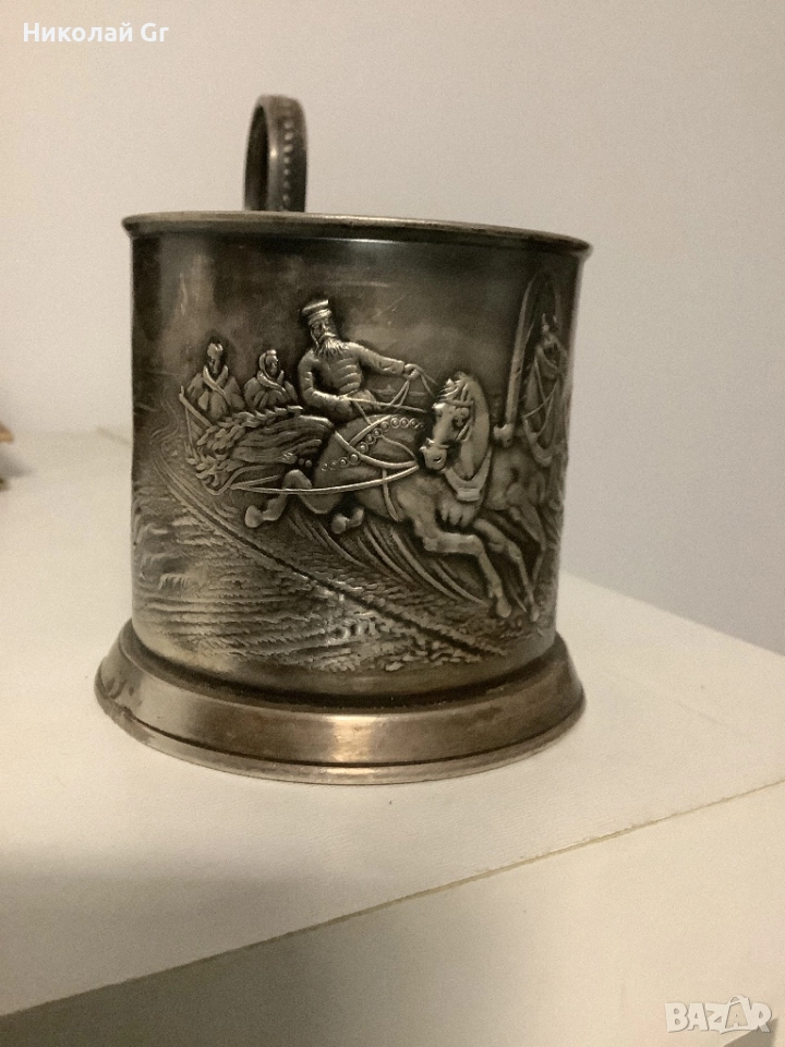 Поставка за чаши посребрен 1960 години производство СССР, снимка 1