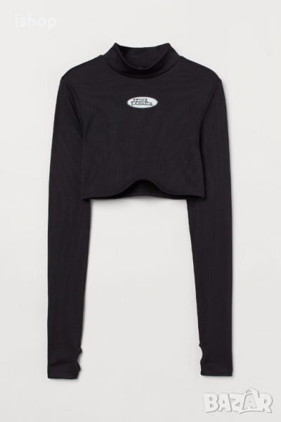 Скъсена блуза с дълги ръкави, снимка 1