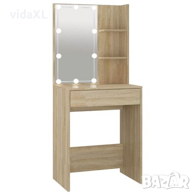 vidaXL Тоалетка с LED, дъб сонома, 60x40x140 см(SKU:808831, снимка 1