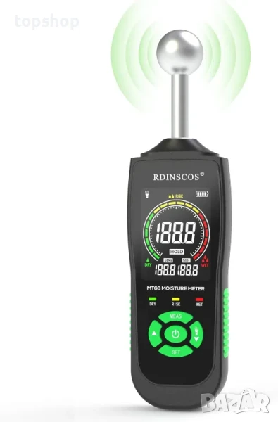 НОВ влагомер за стена RDINSCOS, зидария, дърво, замазка, бетон, мазилка с топка, снимка 1