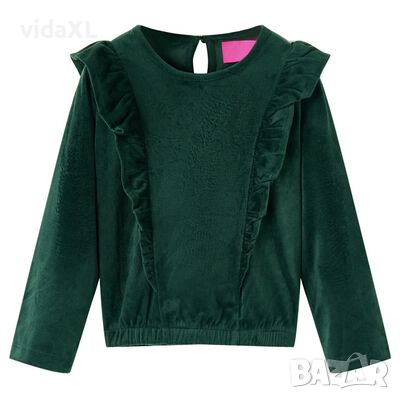 Детска блуза с харбалички, тъмнозелена, 140(SKU:15110, снимка 1