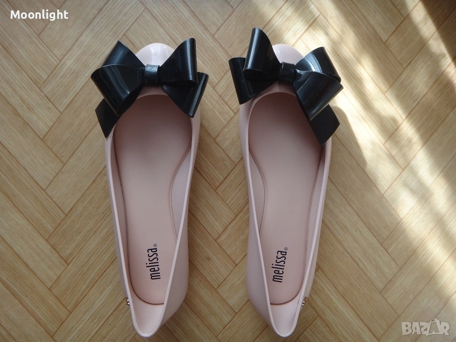 Melissa Пастелнорозови гумени пантофки с панделка 37 номер (силиконови балеринки), снимка 1