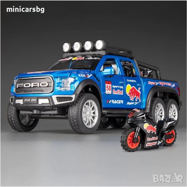 Метален пикап Ford Raptor 6x6 с мотор, снимка 1