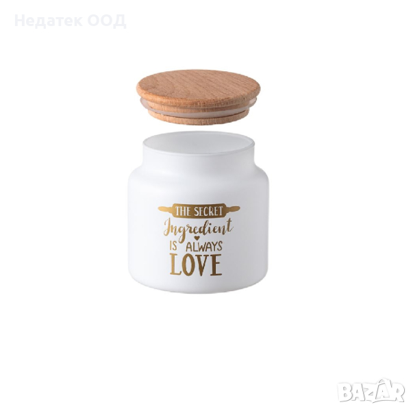 Стъклен буркан, бял мат, 635мл, снимка 1