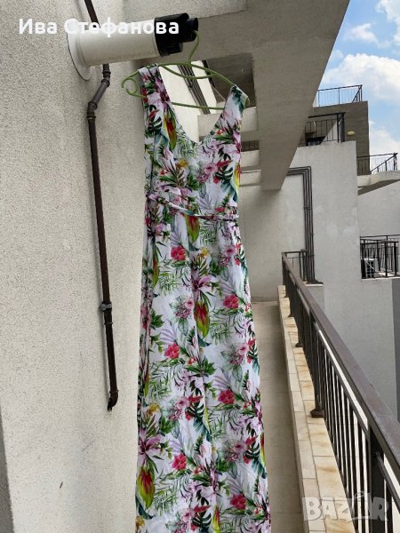 Уникален елегантен дълъг гащеризон тропически принт екзотичен десен диви цветя Mohito, снимка 1