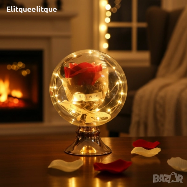 Лампа с роза и мека светлина – подарък, който остава и след празника, снимка 1