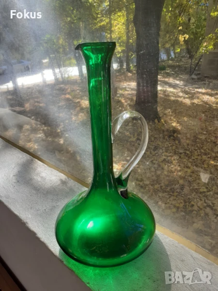 Невероятна голяма зелена кана гарафа декантер, снимка 1