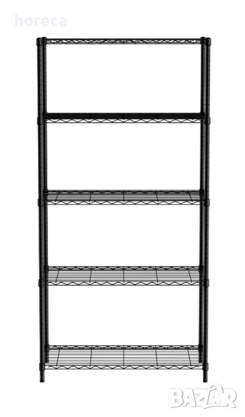 Стелаж за съхранение - 5 рафта, матово черно покритие, снимка 1