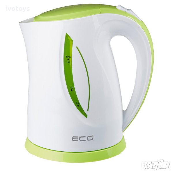 Кана за вода ECG RK 1758 Green, 2200W, 1.7L, Бял/Зелен, снимка 1