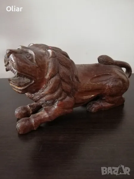 Много красива, стара статуетка на лъв. Дърво. Декорация., снимка 1