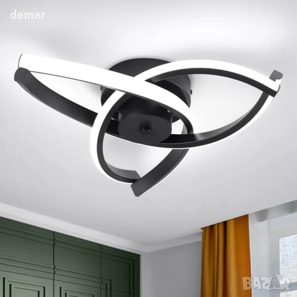 Vloitgol Модерно LED таванно осветително тяло, 30W черно (студена бяла светлина 6000K), снимка 1