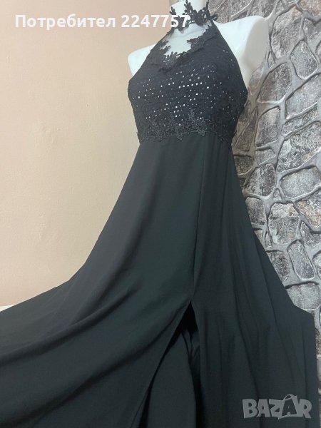 Дълга черна рокля с цепка размер S/M, снимка 1