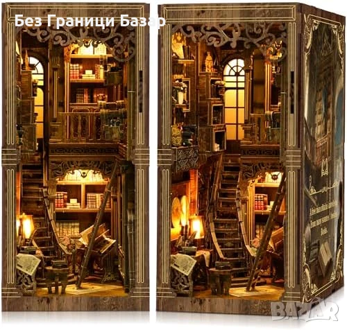 Нов 3D Дървен Пъзел Книжарница – Ретро Комплект за Ръчна Изработка, снимка 1