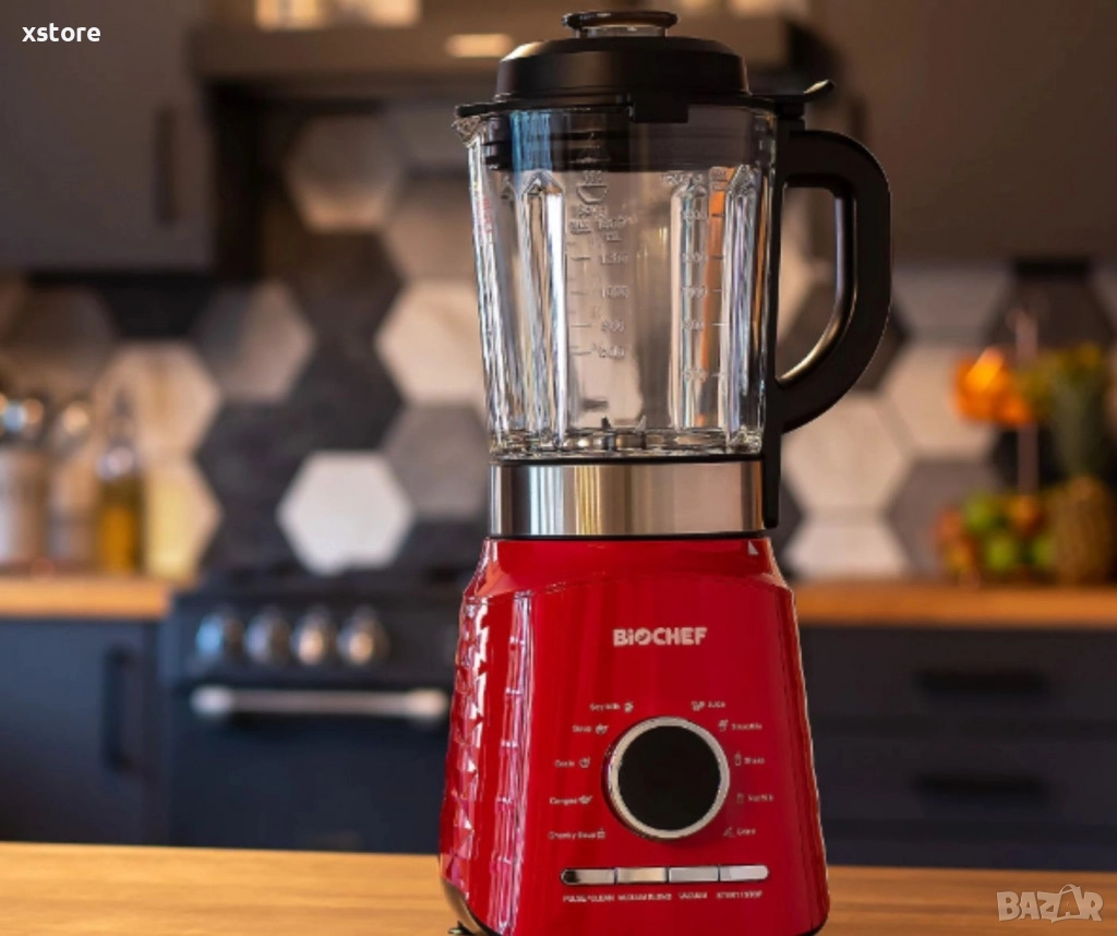 Вакуумен блендер и уред за приготвяне на супи Aurora - черен, червен, снимка 1