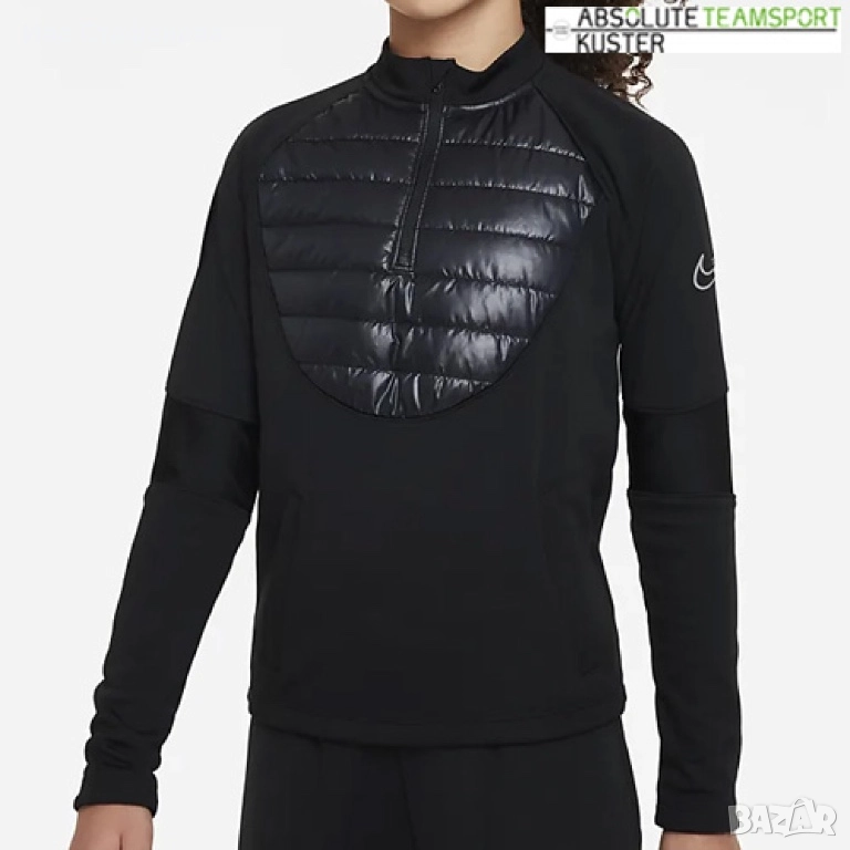 NIKE nike дамско THERMA-FIT WINTER WARRIOR ACADEMY DRILL TOP – BLACK/BLACK/TOTAL ORANGE, снимка 1