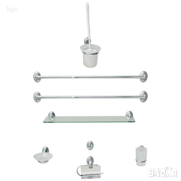 Комплект Качествени аксесоари за баня Bathroom Chrome Plated Steel, 8 части - 24 месеца гаранция, снимка 1