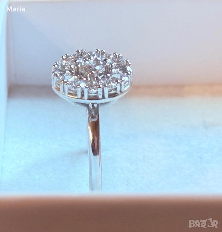 Дамски пръстен бяло злато и диаманти, снимка 1
