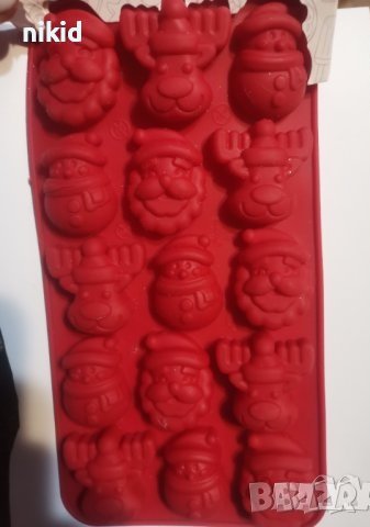 15 малки Коледни Коледен Елен Снежен човек силиконов молд форма за шоколадови бонбони фондан гипс, снимка 1