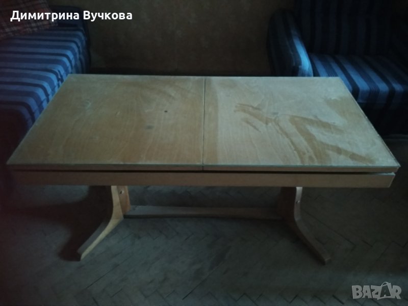 Дървена разтегателна маса 110 см на 55 см, снимка 1