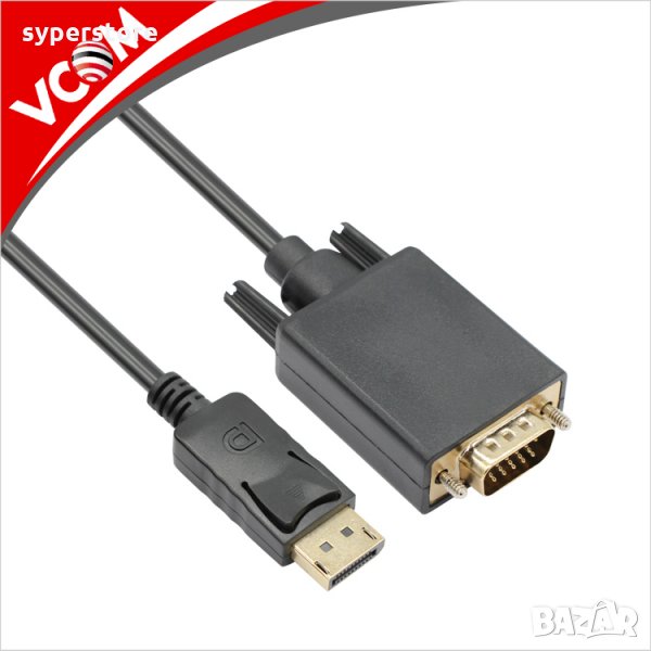 Кабел DisplayPort Мъжки към HDMI Мъжки 1.8м Черен VCom SS001255 Cable DP to HDMI M/M, снимка 1