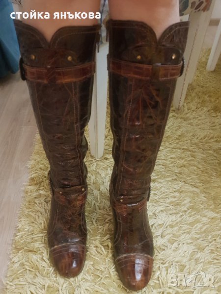 Продавам кафяви ботуши естествен лак., снимка 1