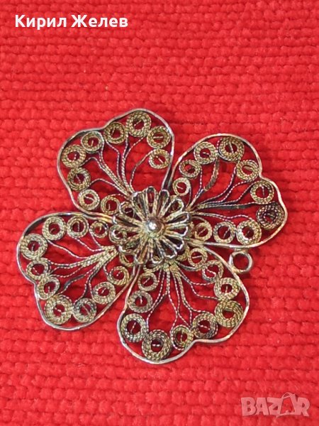 СРЕБЪРНА ЧЕТИРИЛИСТНА ДЕТЕЛИНА МЕДАЛЬОН ВИСОКА ПРОБА ФИЛИГРАННО СРЕБРО СТАРА РЪЧНА ИЗРАБОТКА 38449, снимка 1