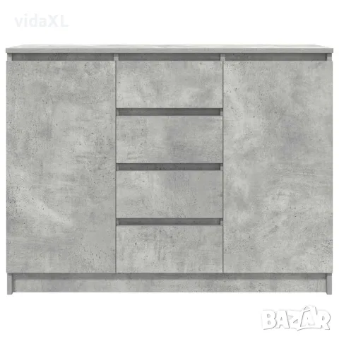 vidaXL Бюфет с чекмеджета, бетонно сив, 100,5x35x76см, инженерно дърво, снимка 6 - Бюфети - 56147049