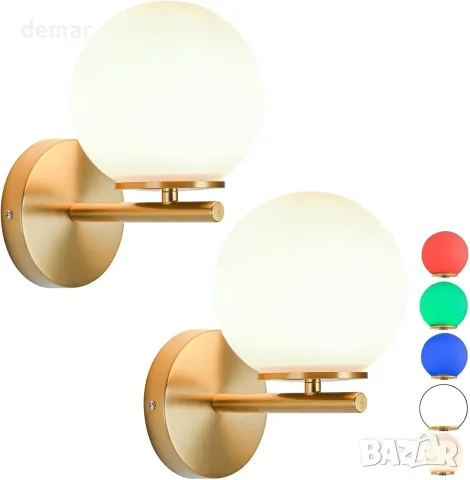 Акумулаторна дървена стенна лампа с RGB и дистанционно