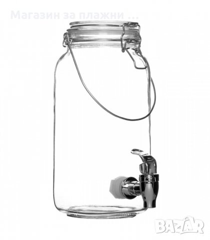 Стъклен ретро буркан за напитки с канелка 2 л. - код 2 литра, снимка 4 - Други - 34240279