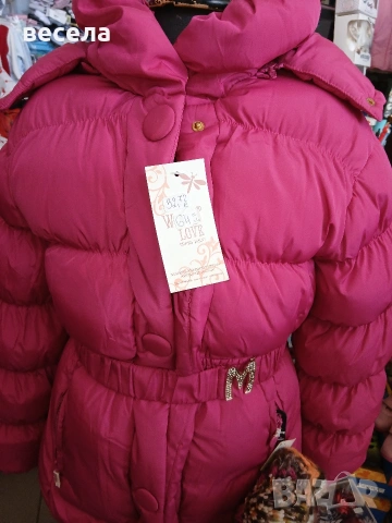 топло зимно яке за момичета дълъг модел,цвят циклама, снимка 2 - Детски якета и елеци - 53042250