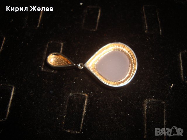 ПОЗЛАТЕН СРЕБЪРЕН АРТ МЕДАЛЬОН СРЕБРО 925 с ЮВЕЛИРНО ШЛИФОВАН РОЗОВ ОПАЛ 25164, снимка 2 - Колиета, медальони, синджири - 35926870