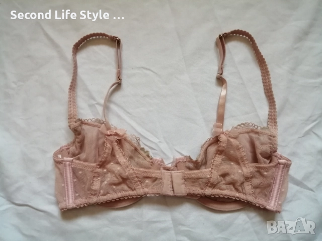 70А кокетен прозрачен дантелен сутиен в розов цвят, снимка 5 - Бельо - 52922265