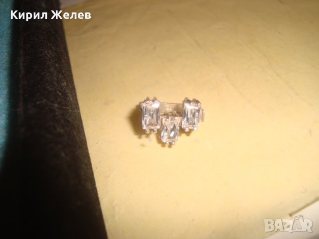 СРЕБЪРНА СКЪПОЦЕННА АРТ НУВО ОБЕЦА СРЕБРО 925 АНГЛИЯ с 3 ЕДРИ ФАСЕТИРАНИ ПЛАНИНСКИ КРИСТАЛИ 25639, снимка 6 - Обеци - 35820847