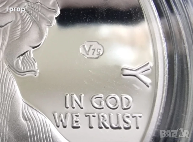 САЩ.
1 долар.
2020 г.
Сребро.
75 години от края на Втората световна война.
, снимка 3 - Нумизматика и бонистика - 50479853