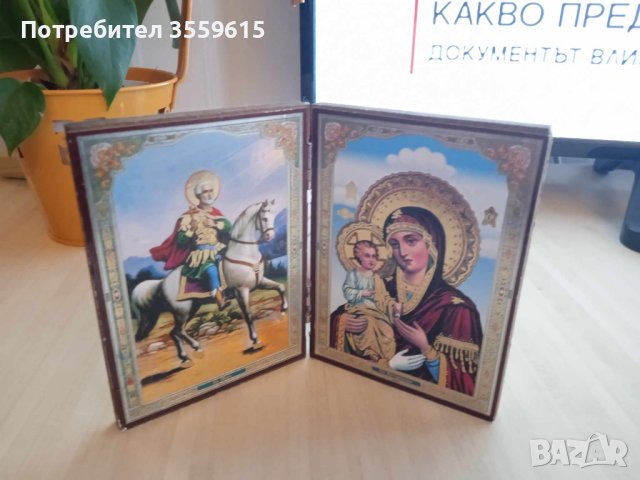 дървена икона, от 2 части, снимка 1