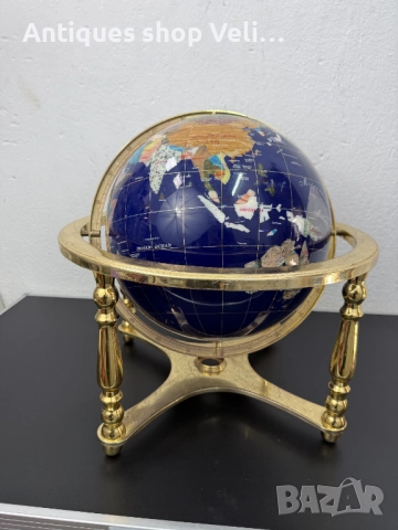 Настолен глобус от полускъпоценни минерали №7670, снимка 2 - Антикварни и старинни предмети - 52627022