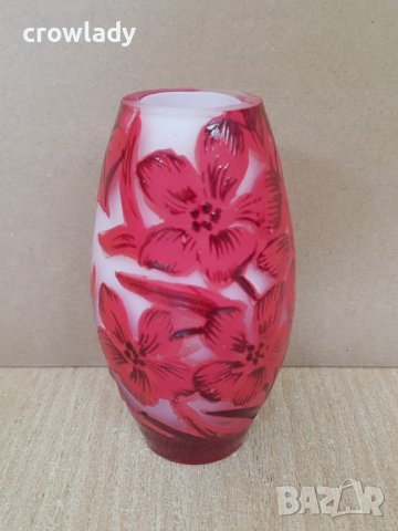 Красива ваза НАНСИ DAUM NANCY сецесион червена реплика, снимка 3 - Вази - 40919246