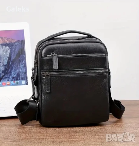 Топ*Луксозна,елегантна  бутикова мъжка кожена чантичка /Черна естест. кожа!, снимка 6 - Чанти - 50959568