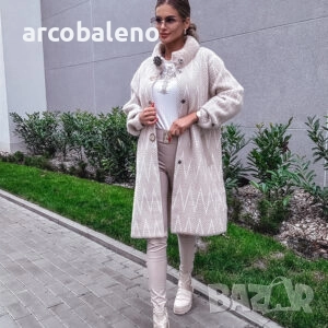 Дамско зашеметяващо елегантно бежово палто   , снимка 7 - Палта, манта - 51912956