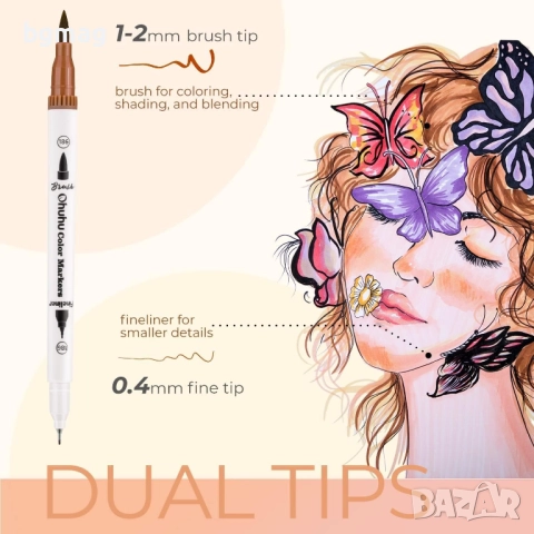 Ohuhu Maui Skin Tone Series маркери с два писеца тип четка и тънък писец, 36 цвята в телесни тонове, снимка 9 - Ученически пособия, канцеларски материали - 52183393