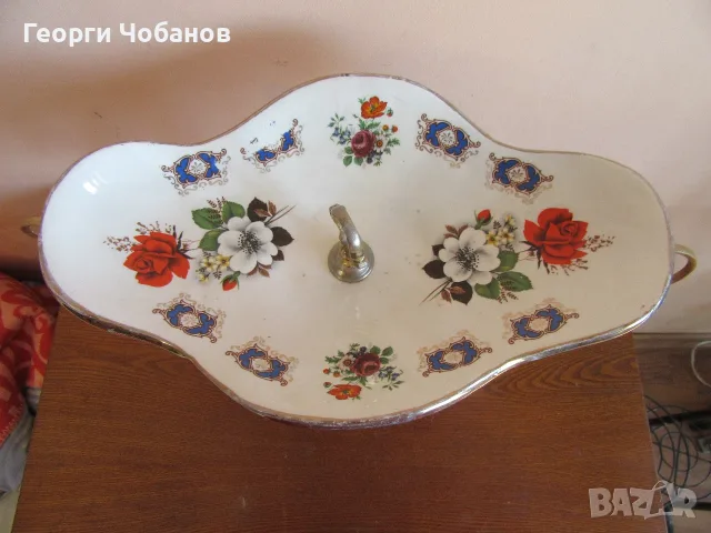 Фруктиера от порцелан и месинг, снимка 2 - Други - 55931953