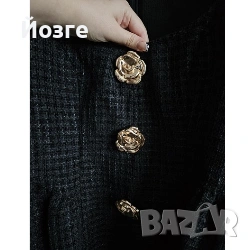 Черна официална рокля със златисти детайли, снимка 2 - Рокли - 53862000