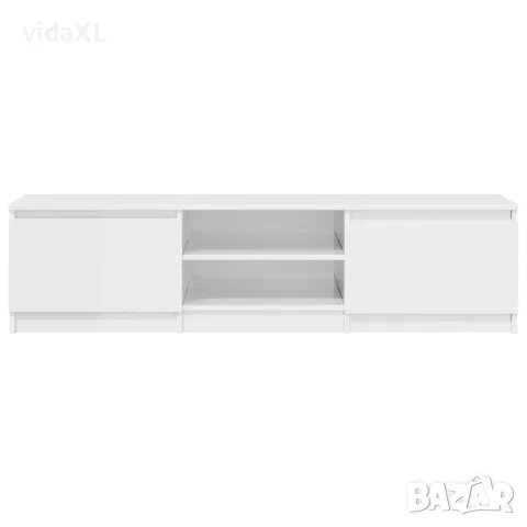 vidaXL ТВ шкаф, бял гланц, 140x40x35,5 см, инженерно дърво, снимка 6 - Шкафове - 56147773