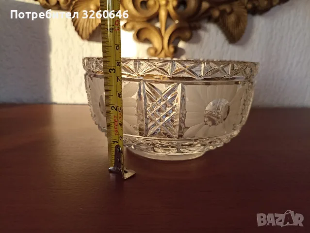 Кристална масивна купа , снимка 3 - Прибори за хранене, готвене и сервиране - 56377719