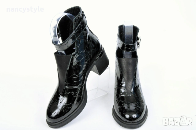 НОВО! Лачени елегантни дамски боти на ток, снимка 2 - Дамски боти - 51997528