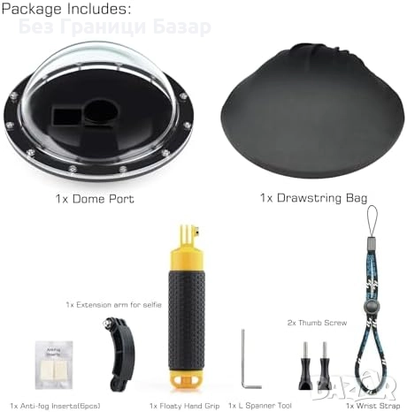Нов 6" Подводен Купол за камера DJI Osmo Action 3/4/5 + Селфи Удължител, снимка 6 - Чанти, стативи, аксесоари - 51495688